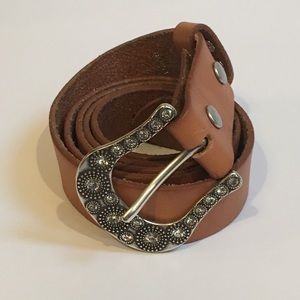 Miss Me Brown Leather Belt Size Large